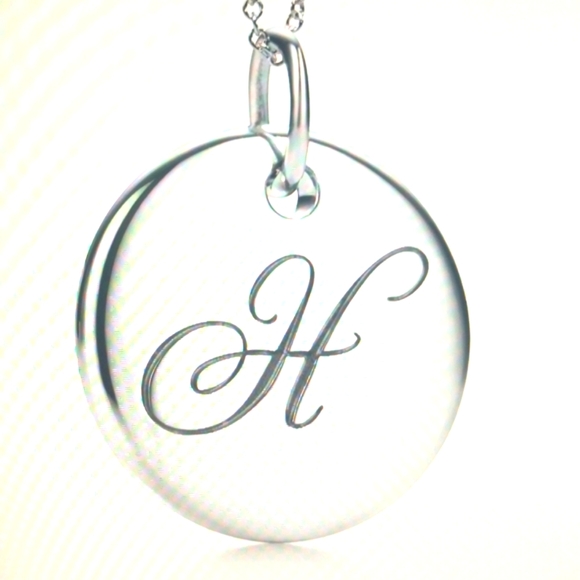 New 💕 pendant Tiffany Silver Letter -H Alphabet Initial Round Circle Not…